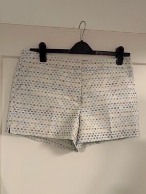 Trina Turk Cream Multi-Color Geo Print Cotton Shorts